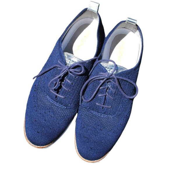 Cole Haan 9.5 Womens Navy Woven Oxford Lace Ups - Picture 3 of 9